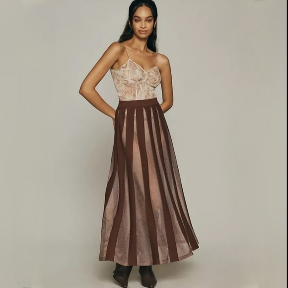 Anthropologie Dresses & Skirts - Anthropologie Sheer Pleated Maxi Skirt 2X